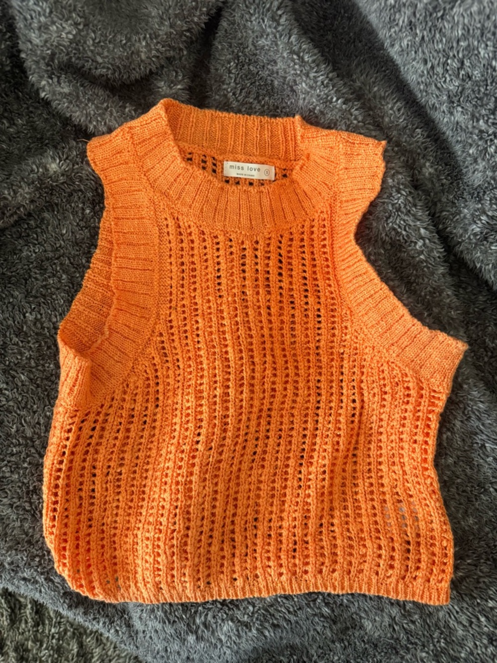 Miss Love Orange Knit Sleeveless Sweater Tank